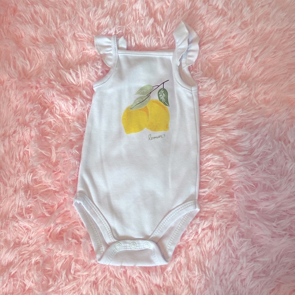 HB Lemon Dress, Romper, Sleeveless Onesie x2. Size: 0-3 month. Color: Whi/Ye/Gre - Picture 4 of 5